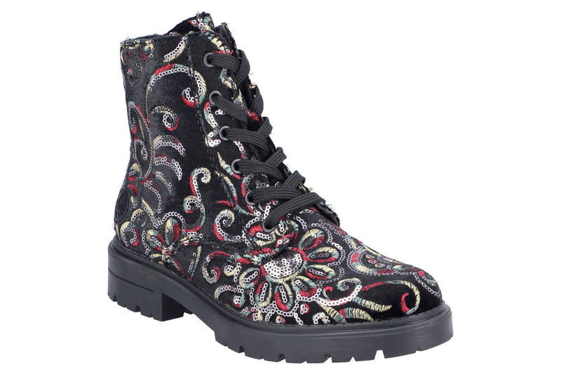 Rieker Ladies Laced Doc Style Flat Ankle Boot Z2841-90