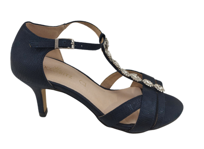 Coco Ritz Ladies Navy Diamonte T-Bar Sandal 1007