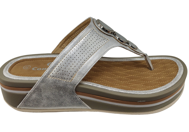 Propet Comfort Ladies Silver Toe Post Mule Sandal WW1634