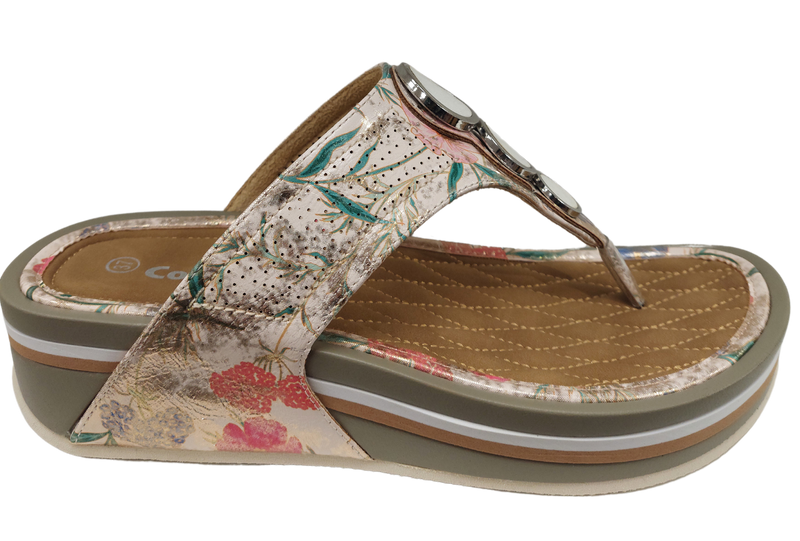 Propet Comfort Ladies White Floral Toe Post Mule Sandal WW1634