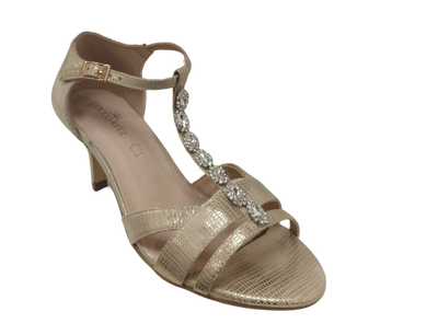 Coco Ritz Ladies Gold Diamonte T-Bar Sandal 1007