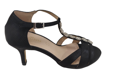 Coco Ritz Ladies Black Diamonte T-Bar Sandal 1007