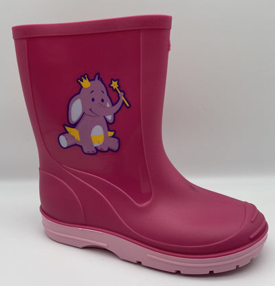 Girls Pink Elephant Wellies - Finn Footwear