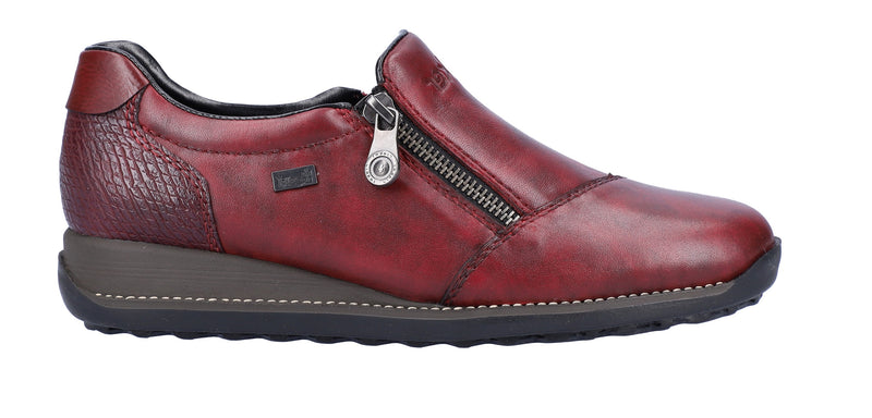 Rieker Ladies Water Resistant Low Wedge Zip Shoe 44265-35