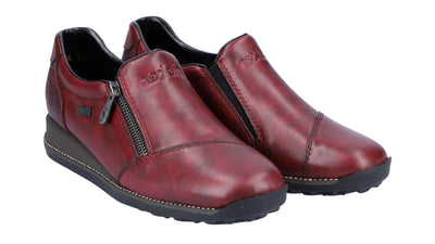 Rieker Ladies Water Resistant Low Wedge Zip Shoe 44265-35