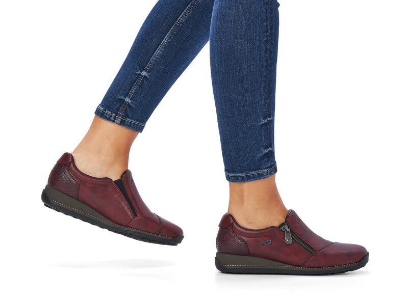Rieker Ladies Water Resistant Low Wedge Zip Shoe 44265-35