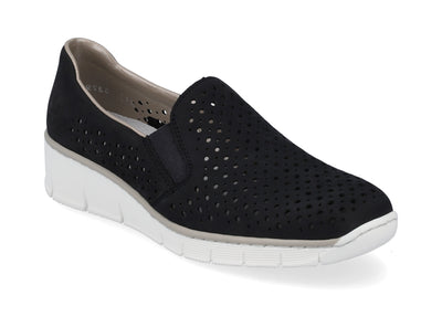 Rieker Ladies Slip On Low Wedge Shoe 53799-14