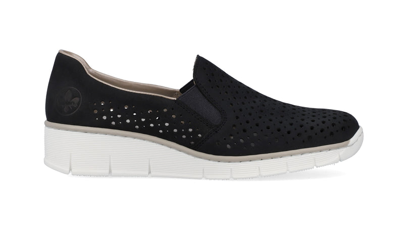 Rieker Ladies Slip On Low Wedge Shoe 53799-14