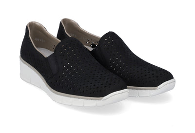 Rieker Ladies Slip On Low Wedge Shoe 53799-14