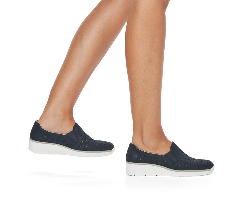 Rieker Ladies Slip On Low Wedge Shoe 53799-14