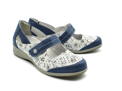 Suave Mary Jane Blue Ladies Strap Shoe 6030