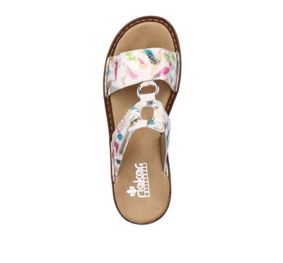 Rieker Ladies Slip On Velcro Mule Sandal 608P9-92
