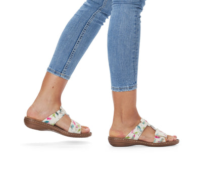 Rieker Ladies Slip On Velcro Mule Sandal 608P9-92