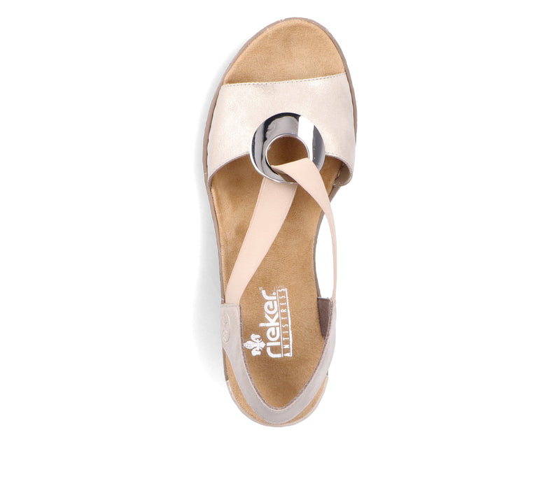 Rieker Ladies Elasticated Wedge Sandal 624H6-60