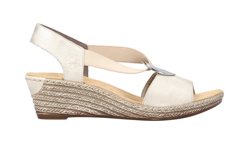 Rieker Ladies Elasticated Wedge Sandal 624H6-60