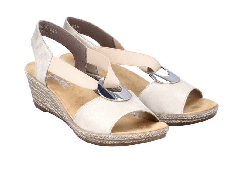 Rieker Ladies Elasticated Wedge Sandal 624H6-60