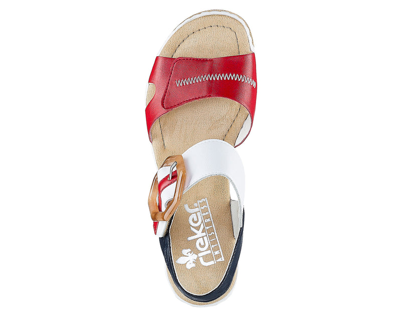 Rieker Ladies Double Velcro Wedge Sandal 67476-33