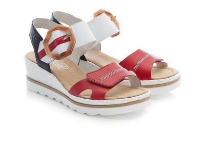 Rieker Ladies Double Velcro Wedge Sandal 67476-33