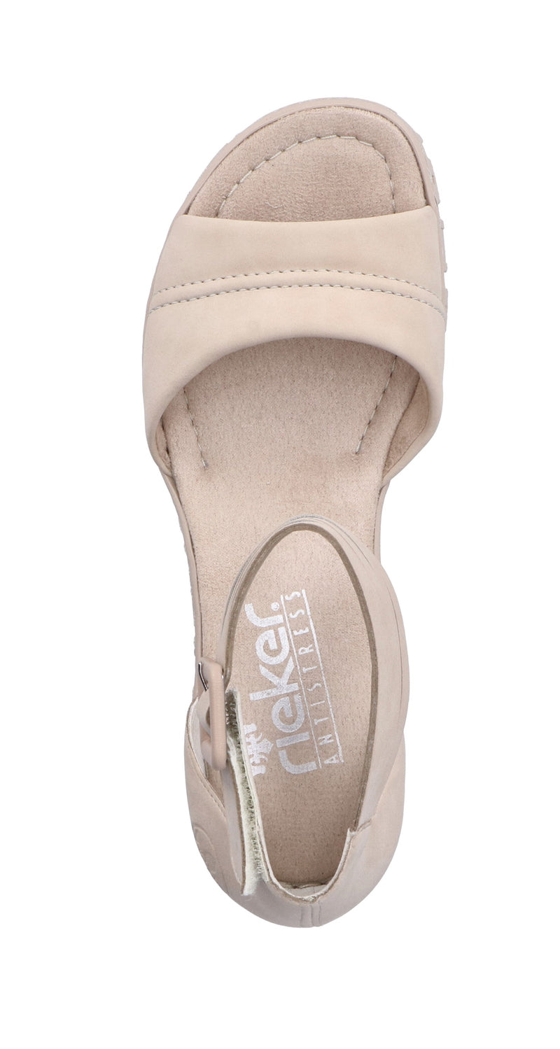 Rieker Ladies Chunky Wedge Velcro Sandal 68093-60