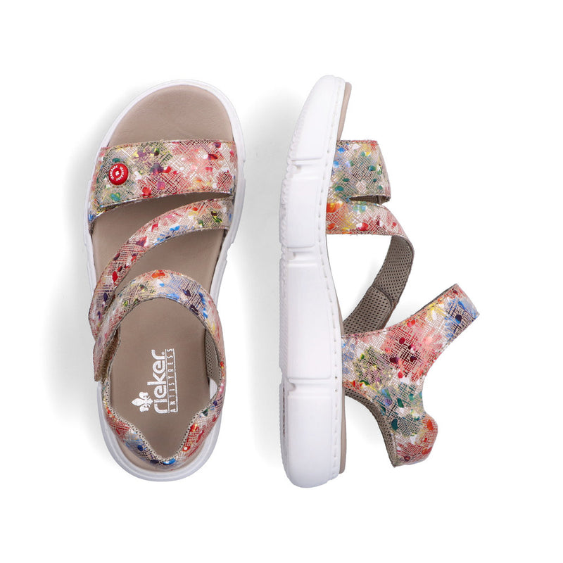 Rieker Ladies Triple Velcro Strap Walking Sandal 68970-90