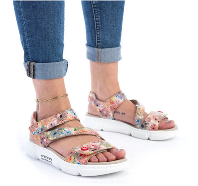 Rieker Ladies Triple Velcro Strap Walking Sandal 68970-90
