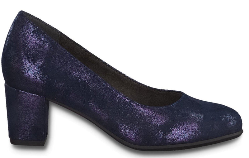 Softline by Jana Ladies Navy Metallic Court Shoe 22468-25 - Finn Footwear