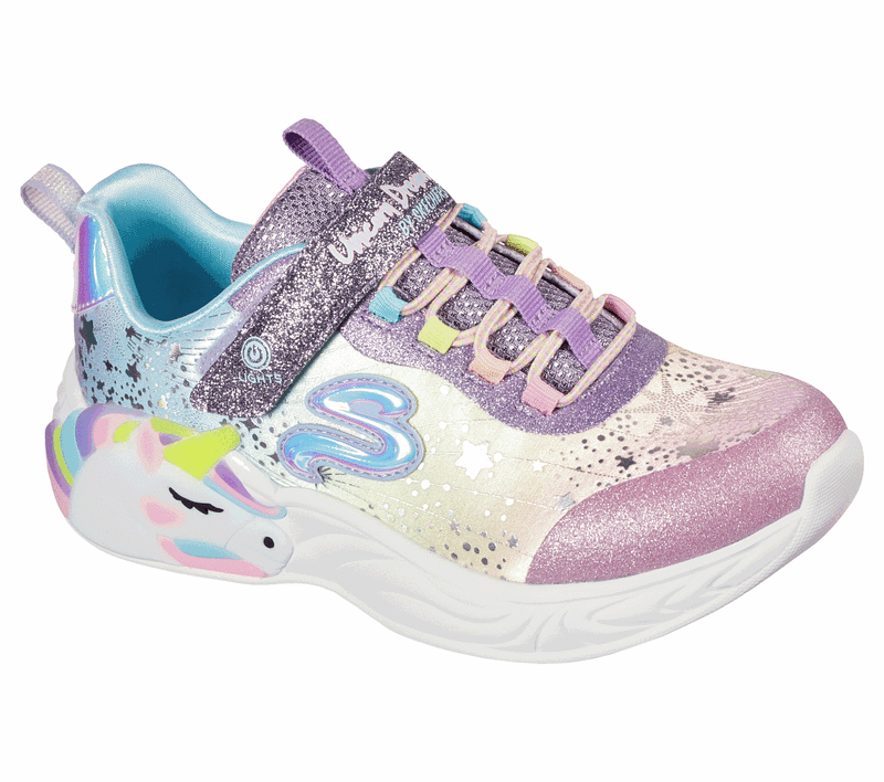 Skechers Girls  S- Lights Unicorn Dreams Velcro Trainer 302311L