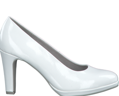Marco Tozzi Ladies High Heel White Patent Court Shoe 22412-20 123