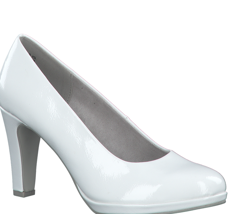 Marco Tozzi Ladies High Heel White Patent Court Shoe 22412-20 123