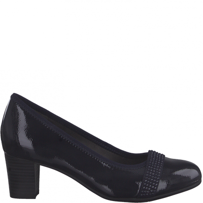 Jana Ladies Navy Patent Court Shoe 22464 844