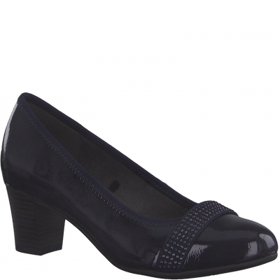 Jana Ladies Navy Patent Court Shoe 22464 844