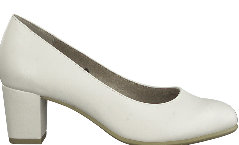 Jana Ladies Ivory Block Heel Court Shoe 22469-411