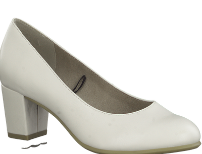 Jana Ladies Ivory Block Heel Court Shoe 22469-411