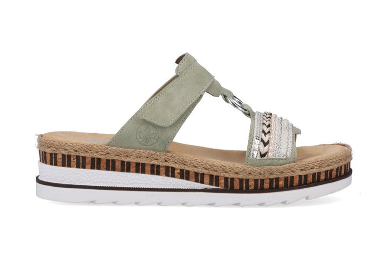 Rieker Ladies Slip On Wedge Mule Sandal V79M6-52