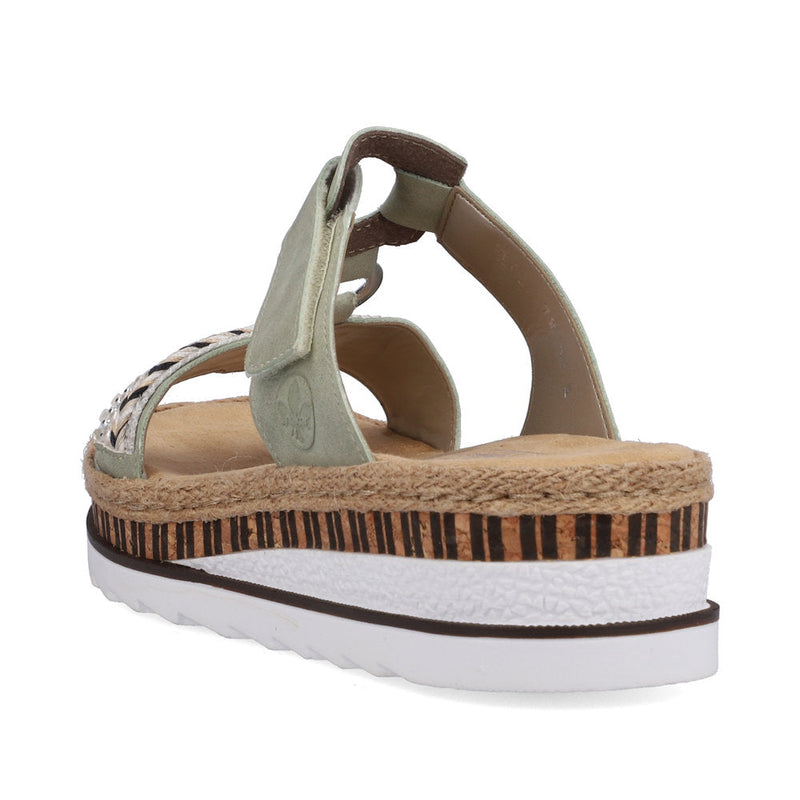 Rieker Ladies Slip On Wedge Mule Sandal V79M6-52