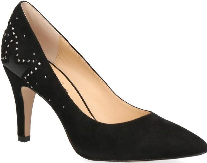 Caprice Ladies Black Suede Court Shoe 22405 - Finn Footwear
