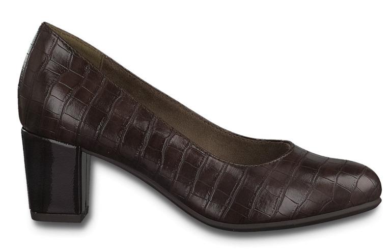 Softline by Jana Ladies Cognac Croco Court Shoe 22469-25 - Finn Footwear