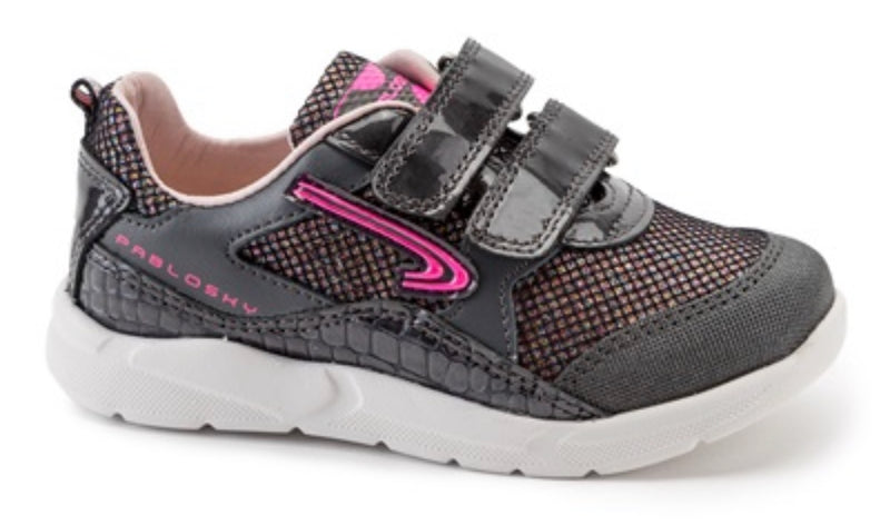 Pablosky Girls Black and Pink Trainer 288259