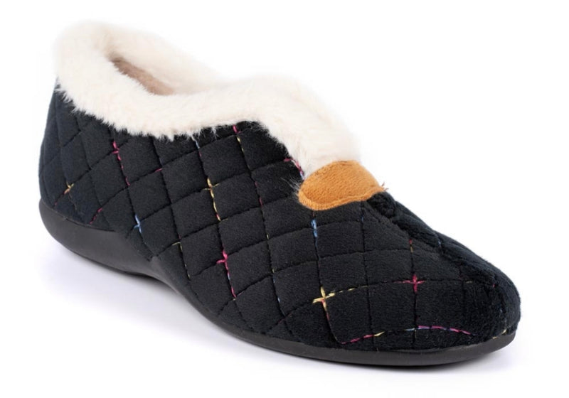 Lunar Jem Ladies Fur Trim Slipper KLL005