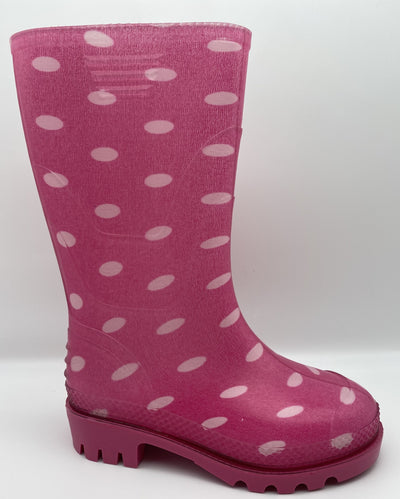 Girls Pink Dots Wellies - Finn Footwear