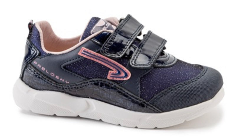 Pablosky Girls Navy and Pink Trainer 288228