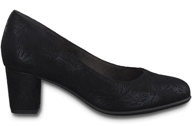 Softline by Jana Ladies Black/Flower Court Shoe 22468-25 - Finn Footwear