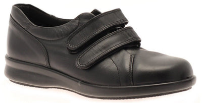 Easy B Naomi Ladies Black Double Velcro EE Fit Shoe - Finn Footwear