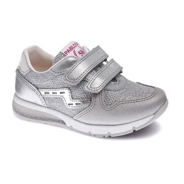 Pablosky Girls Silver Double Velcro Trainer 275750 - Finn Footwear
