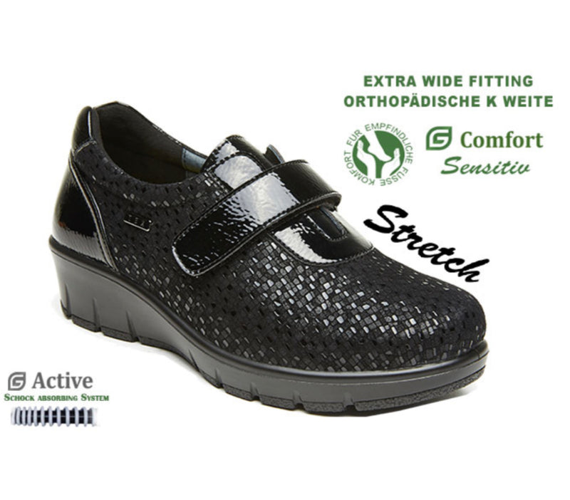 Grunwald G Comfort Ladies Velcro Stretch Wedge Shoe 799-3