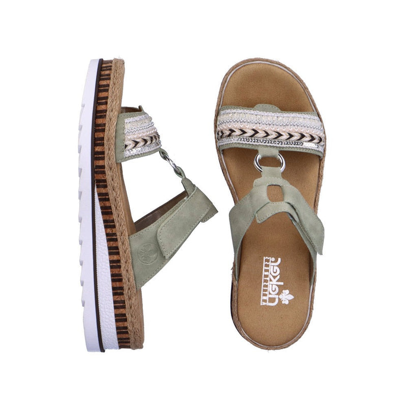 Rieker Ladies Slip On Wedge Mule Sandal V79M6-52