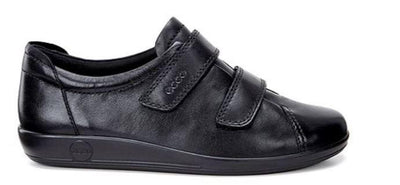 Ecco Soft 2.0 Ladies Black Double Velcro Shoe 206513 - Finn Footwear