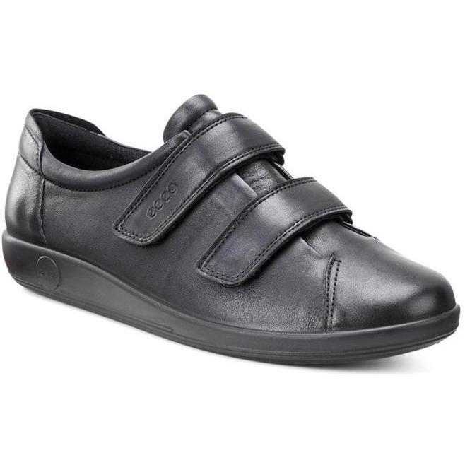 Ecco Soft 2.0 Ladies Black Double Velcro Shoe 206513 - Finn Footwear